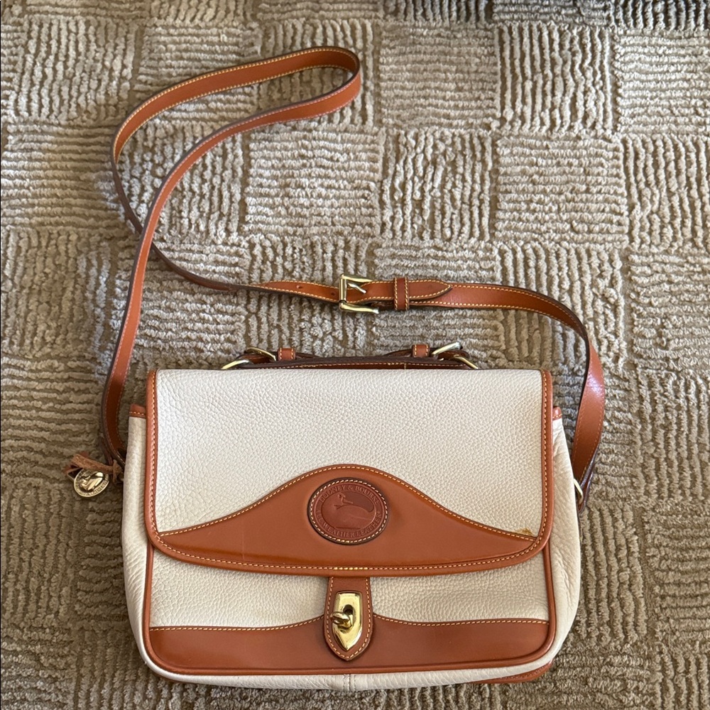 Dooney & Bourke Cream and Tan Leather Shoulder Bag